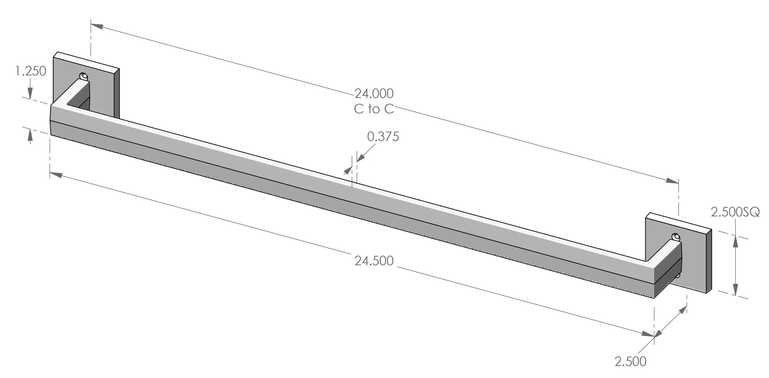 STB-924 Contemporary Solid Towel Bar Specifications