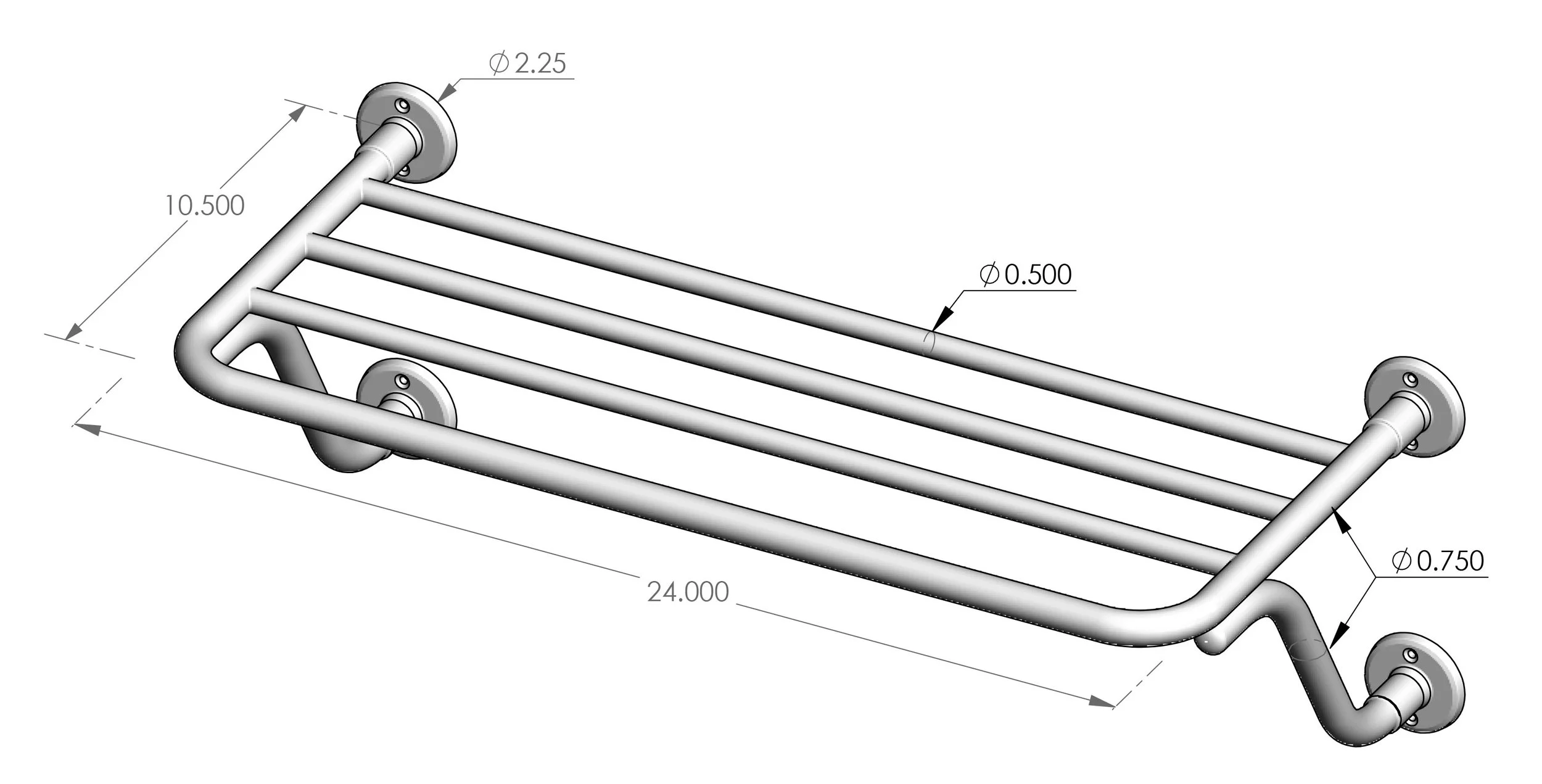 RACK-24 Towel Rack Specifications