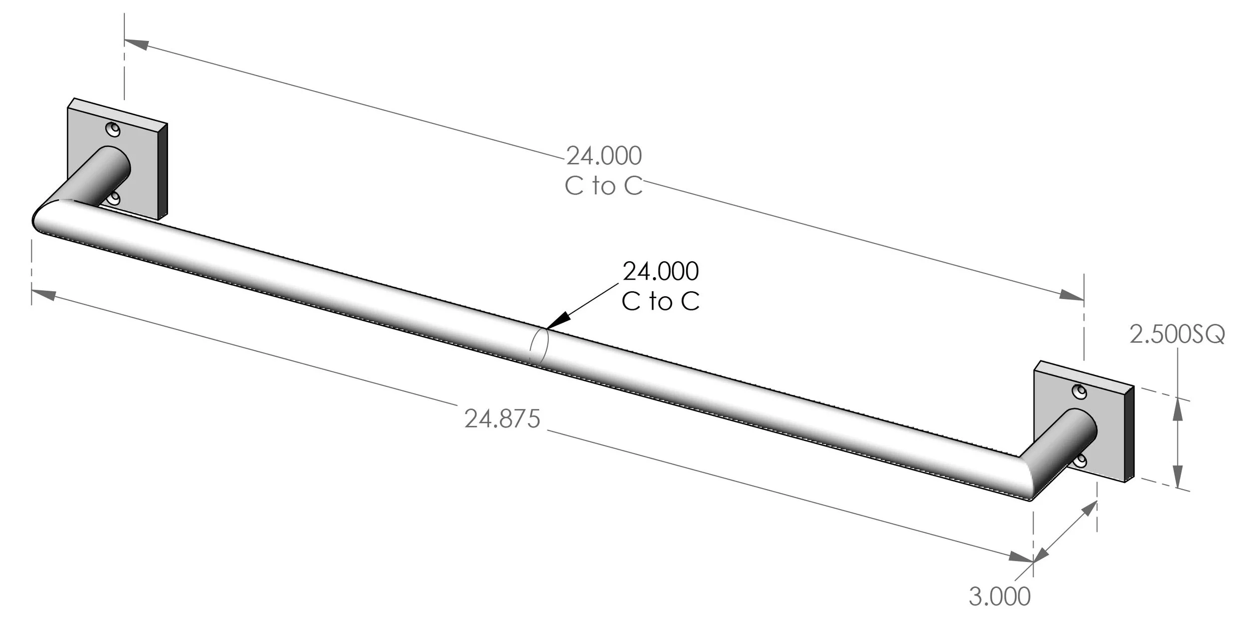 TB-169-24 Contemporary Solid Towel Bar Specifications