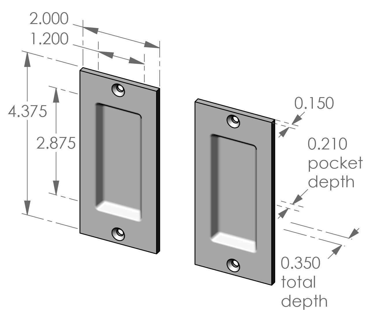 CS-FP202IML Passage Pocket Door Set Specifications