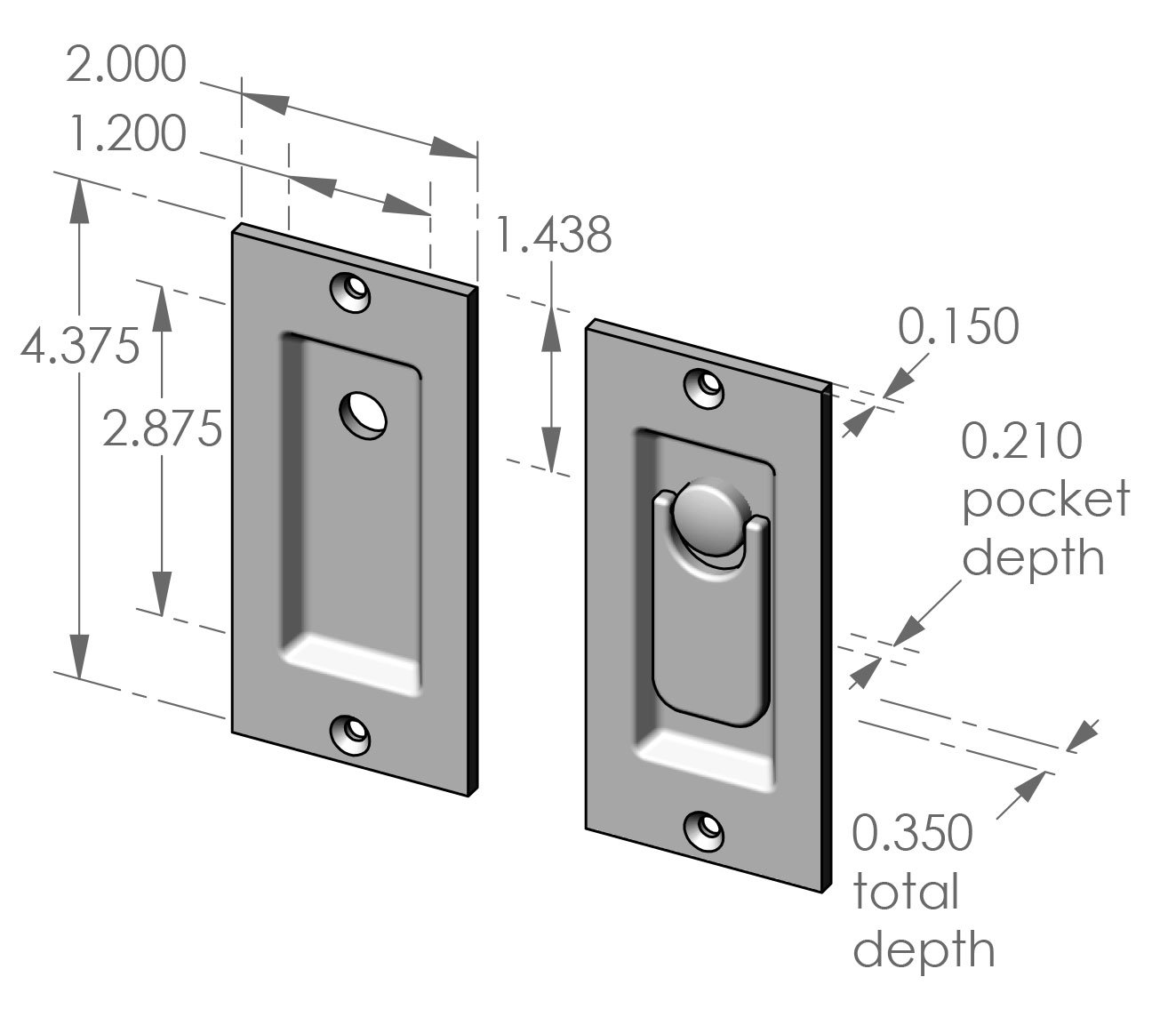 CSFP203IMLPR Pocket Door Privacy Set Sun Valley Bronze Hardware