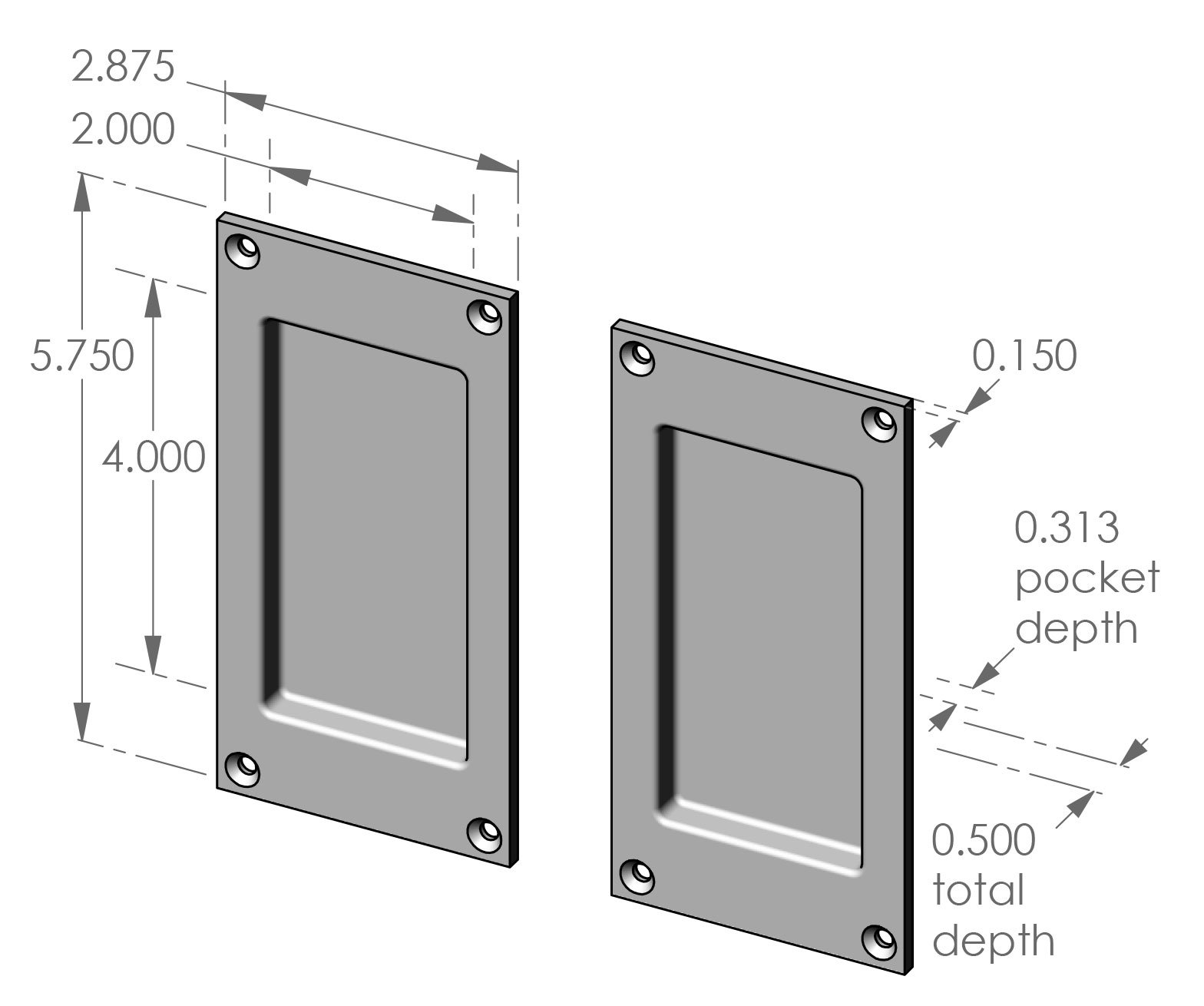 CS-FP400IML Passage Pocket Door Set Specifications