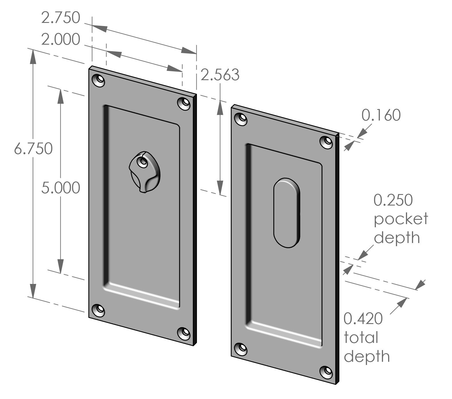 CS-FP404IML-PR Privacy Pocket Door Set Specifications