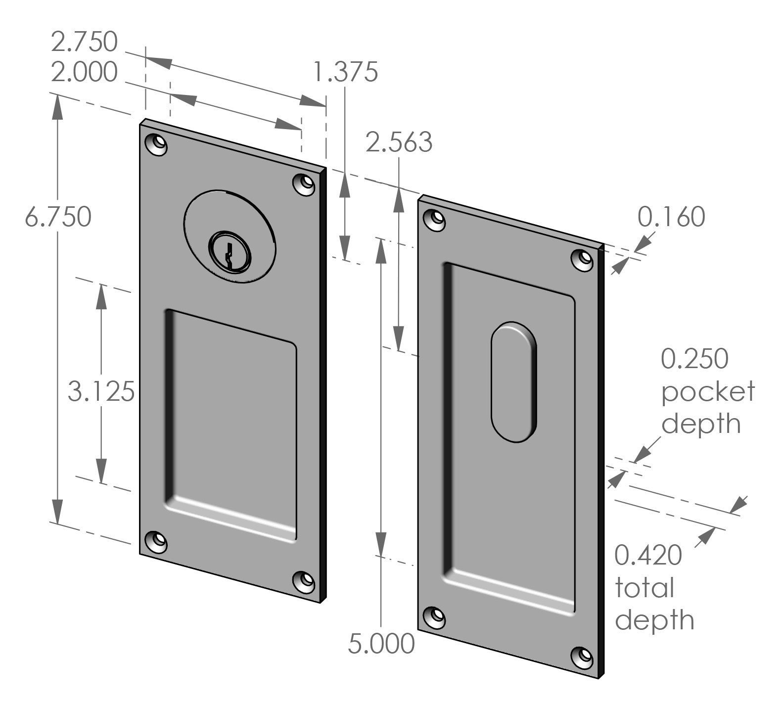 CS-FP404ML Locking Pocket Door Set Specifications