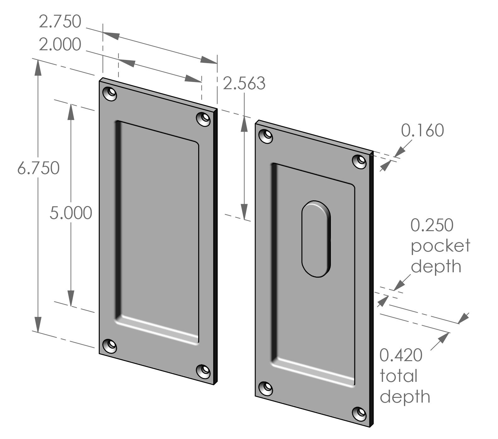 CS-FP404ML-PF Patio Function Locking Pocket Door Set Specifications