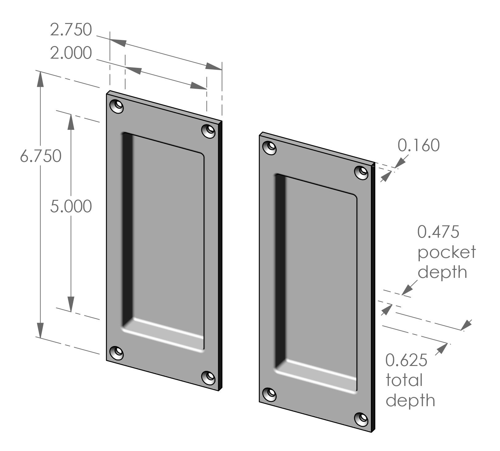 CS-FP405IML Passage Pocket Door Set Specifications