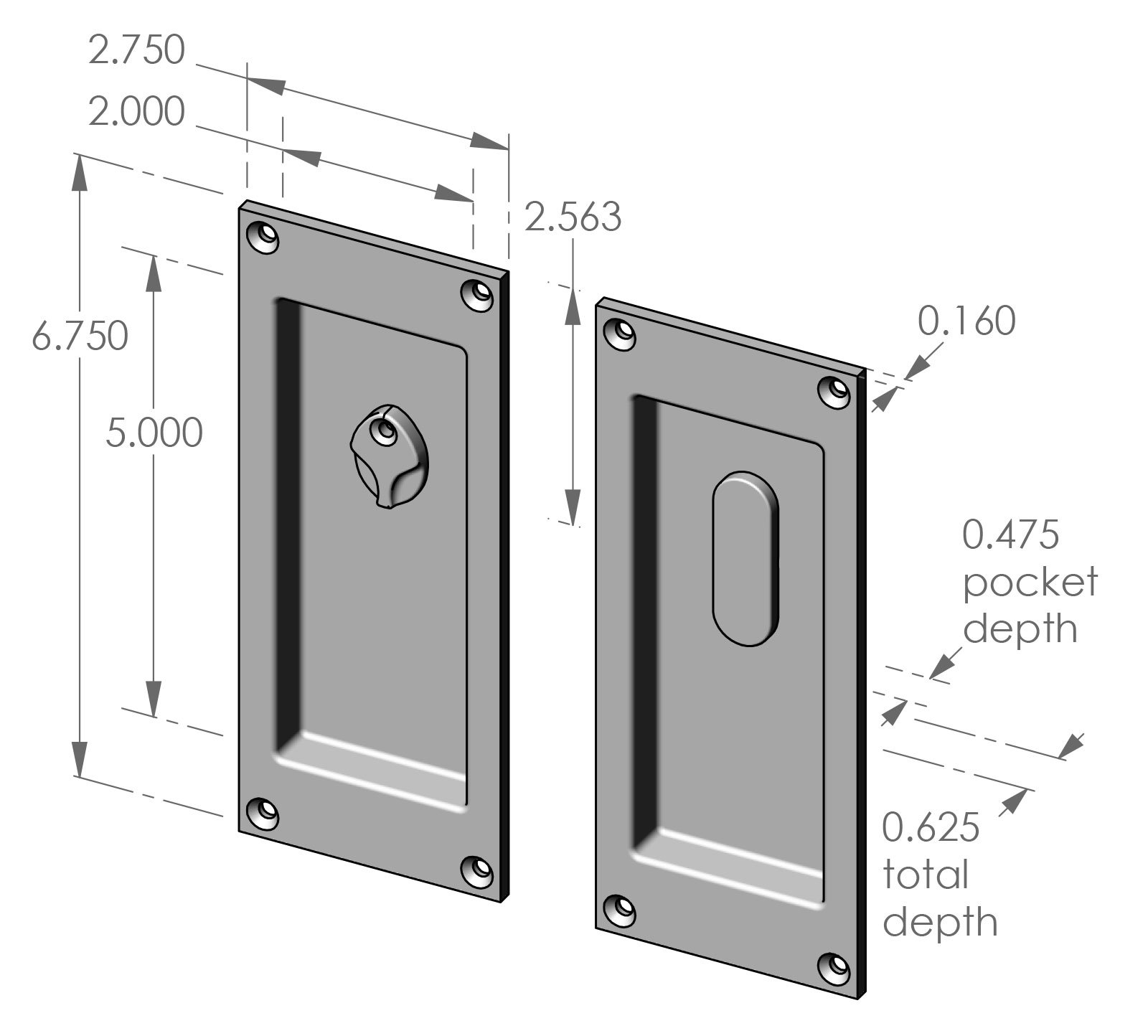 CS-FP405IML-PR Privacy Pocket Door Set Specifications