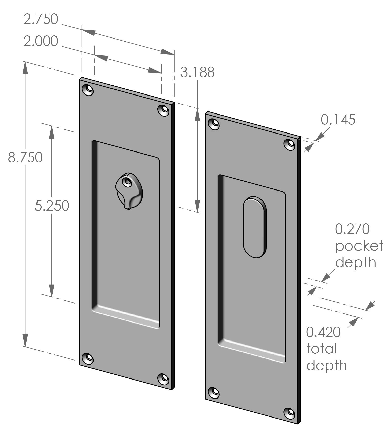 CS-FP450IML-PR Privacy Pocket Door Set Specifications