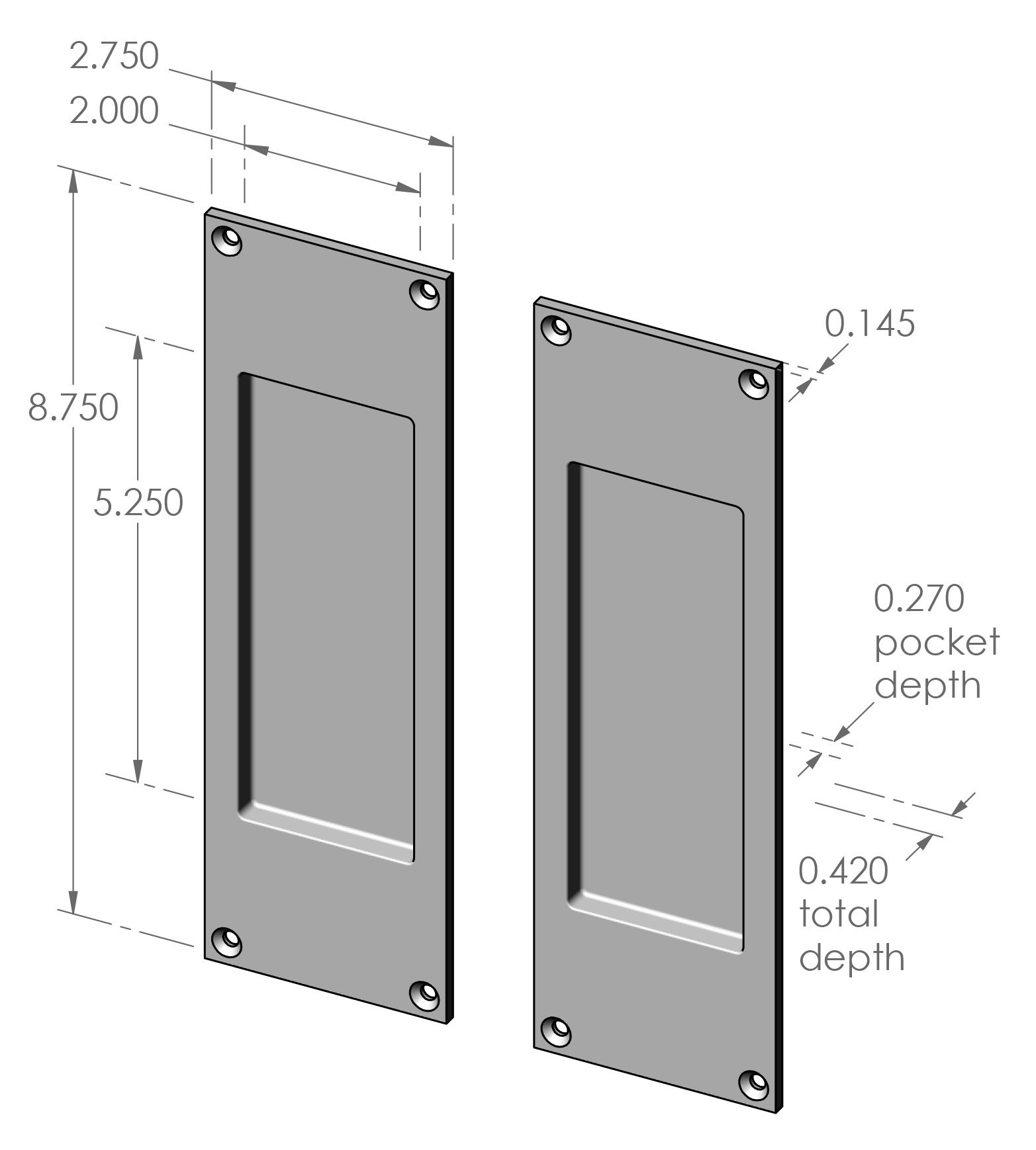 CS-FP450IML Passage Pocket Door Set Specifications