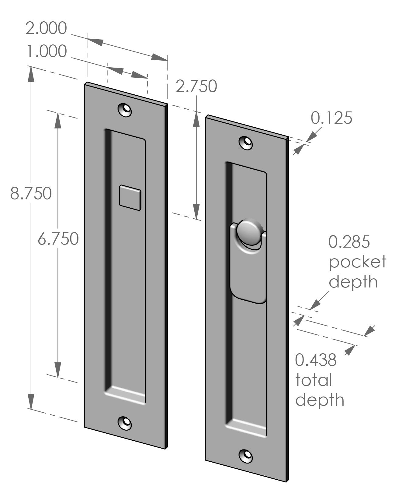 CS-FP309.4375IML-PR Privacy Pocket Door Set Specifications