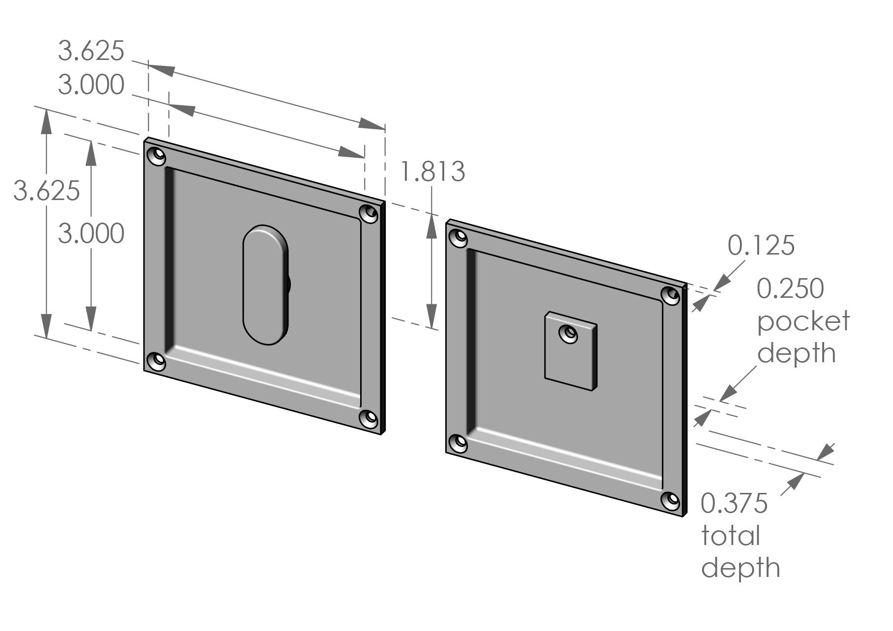 CS-FP358.375IML-PR Privacy Pocket Door Set Specifications
