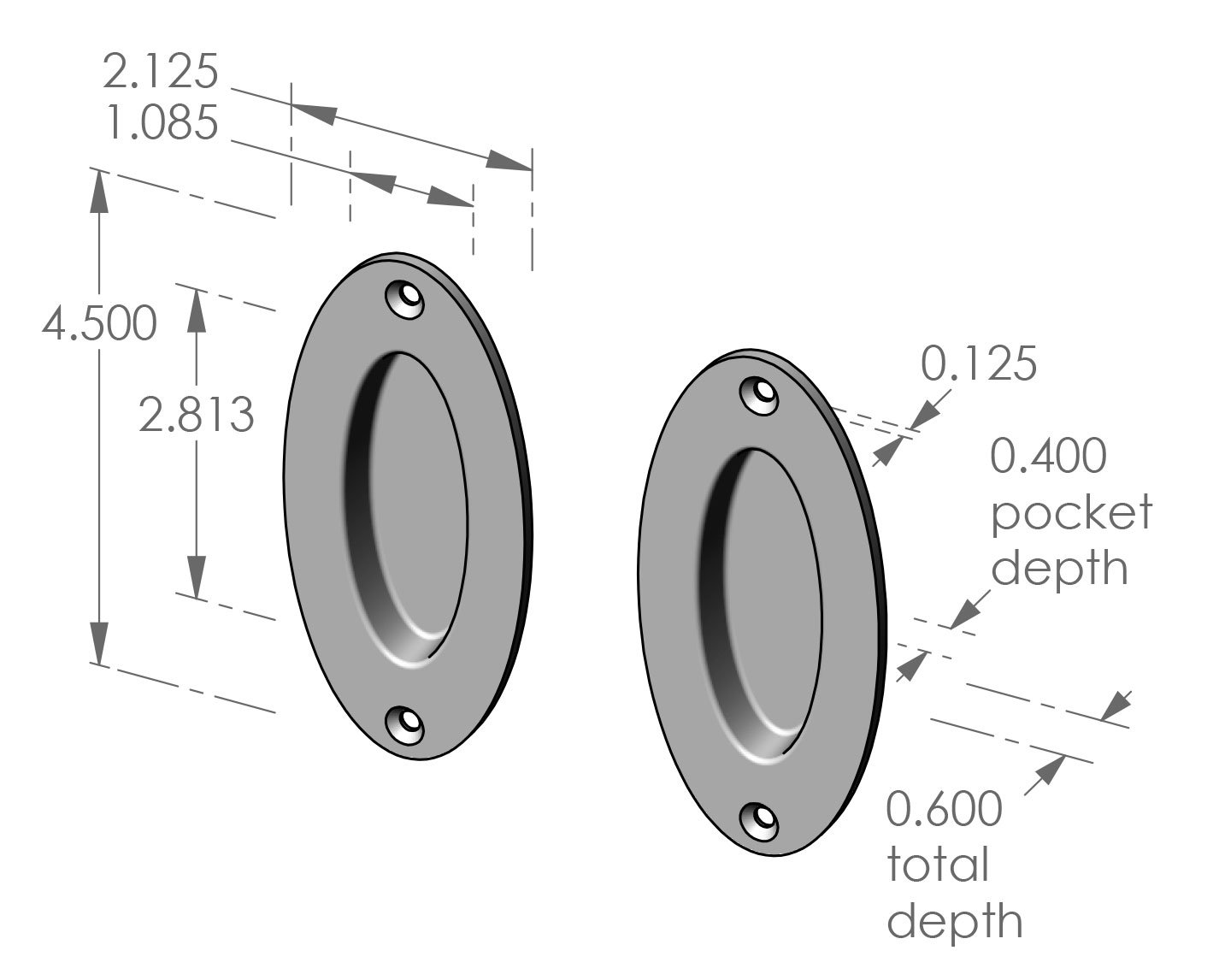 CS-FP-OP200IML Oval Passage Pocket Door Set Specifications