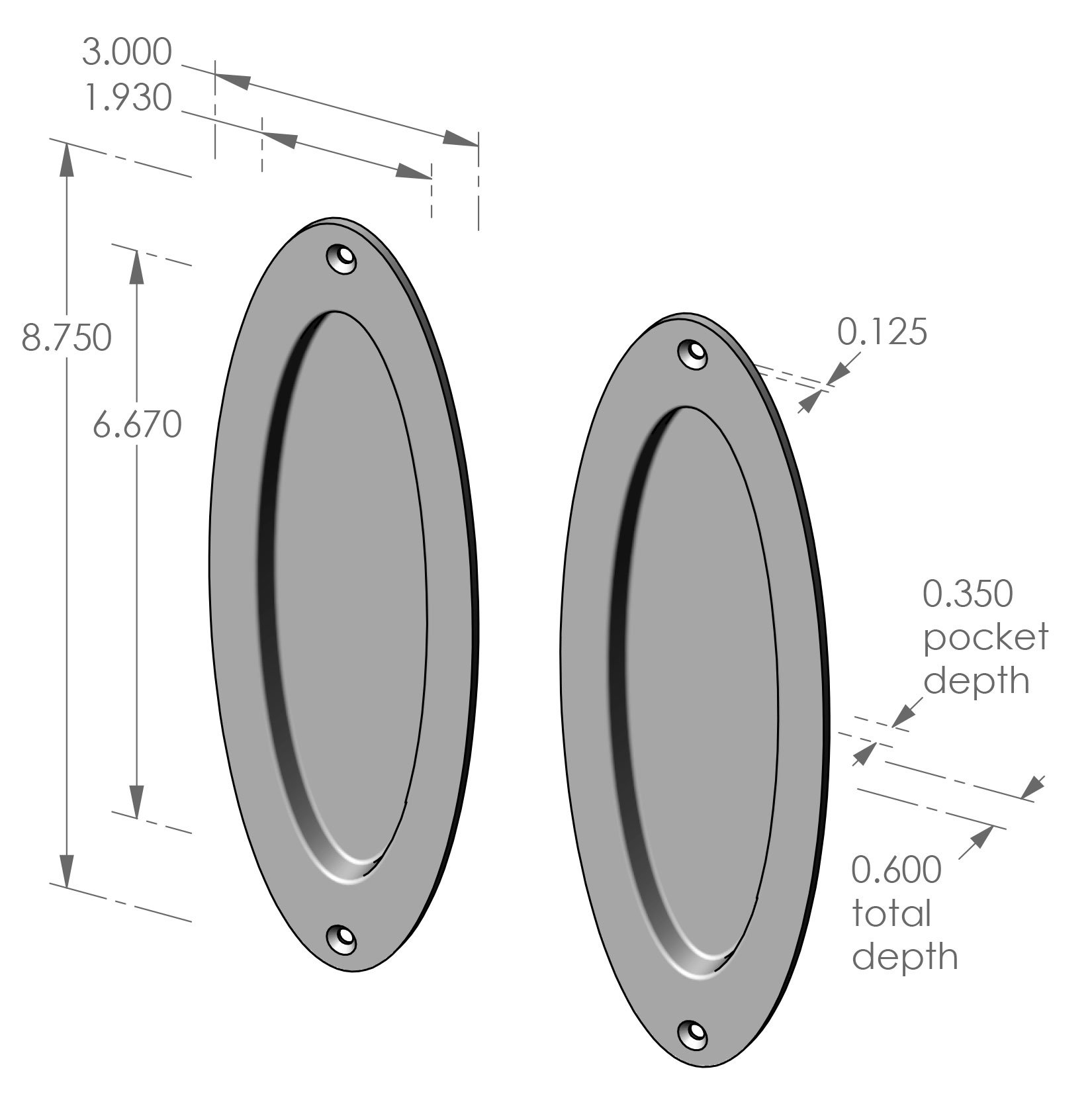CS-FP-OP700IML Oval Passage Pocket Door Set Specifications