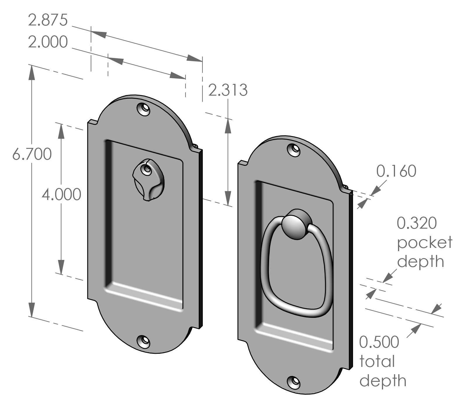 CS-FP-A401IML-PR Arch Privacy Pocket Door Set Specifications
