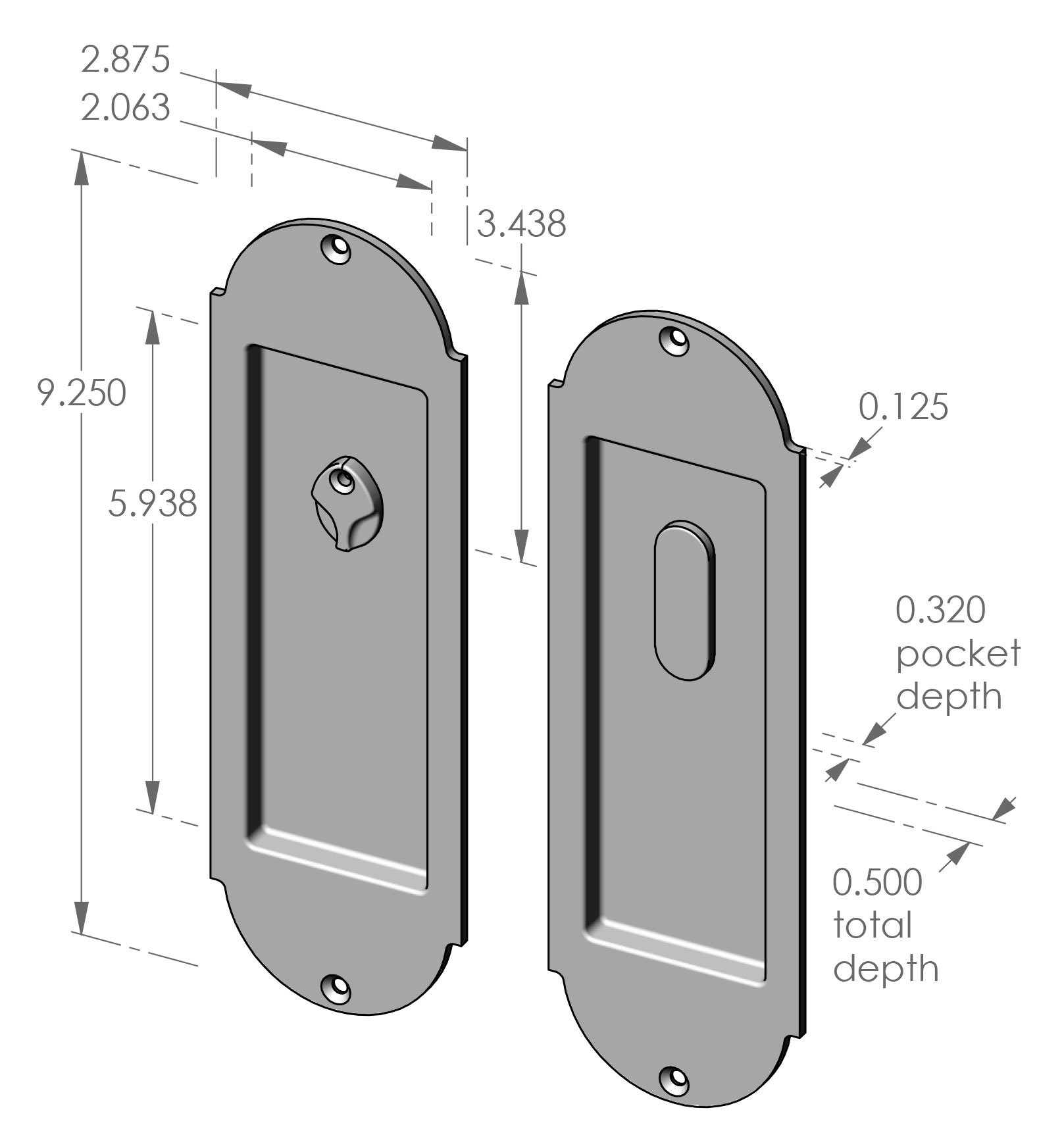 CS-FP-A402IML-PR Arch Privacy Pocket Door Set Specifications