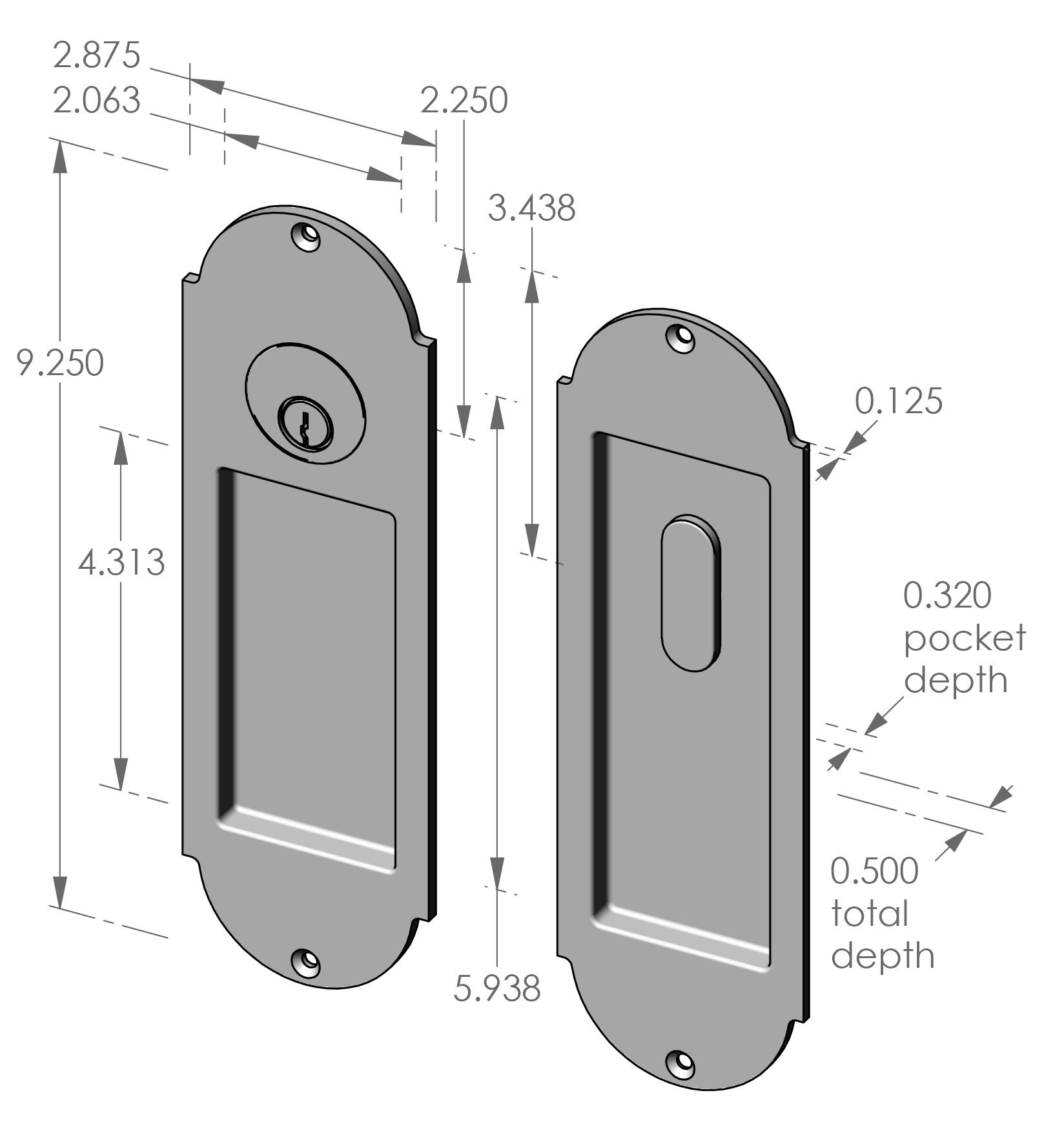 CS-FP-A402ML Arch Locking Pocket Door Set Specifications
