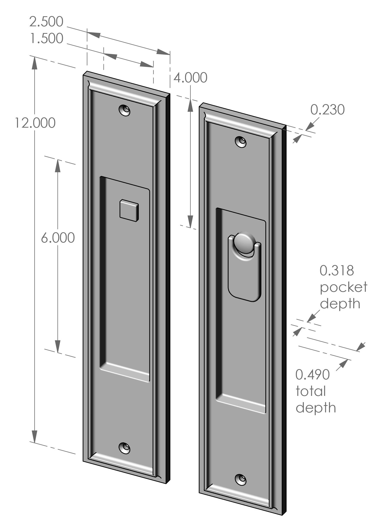 CS-FP423IML-PR Ridge Privacy Pocket Door Set Specifications