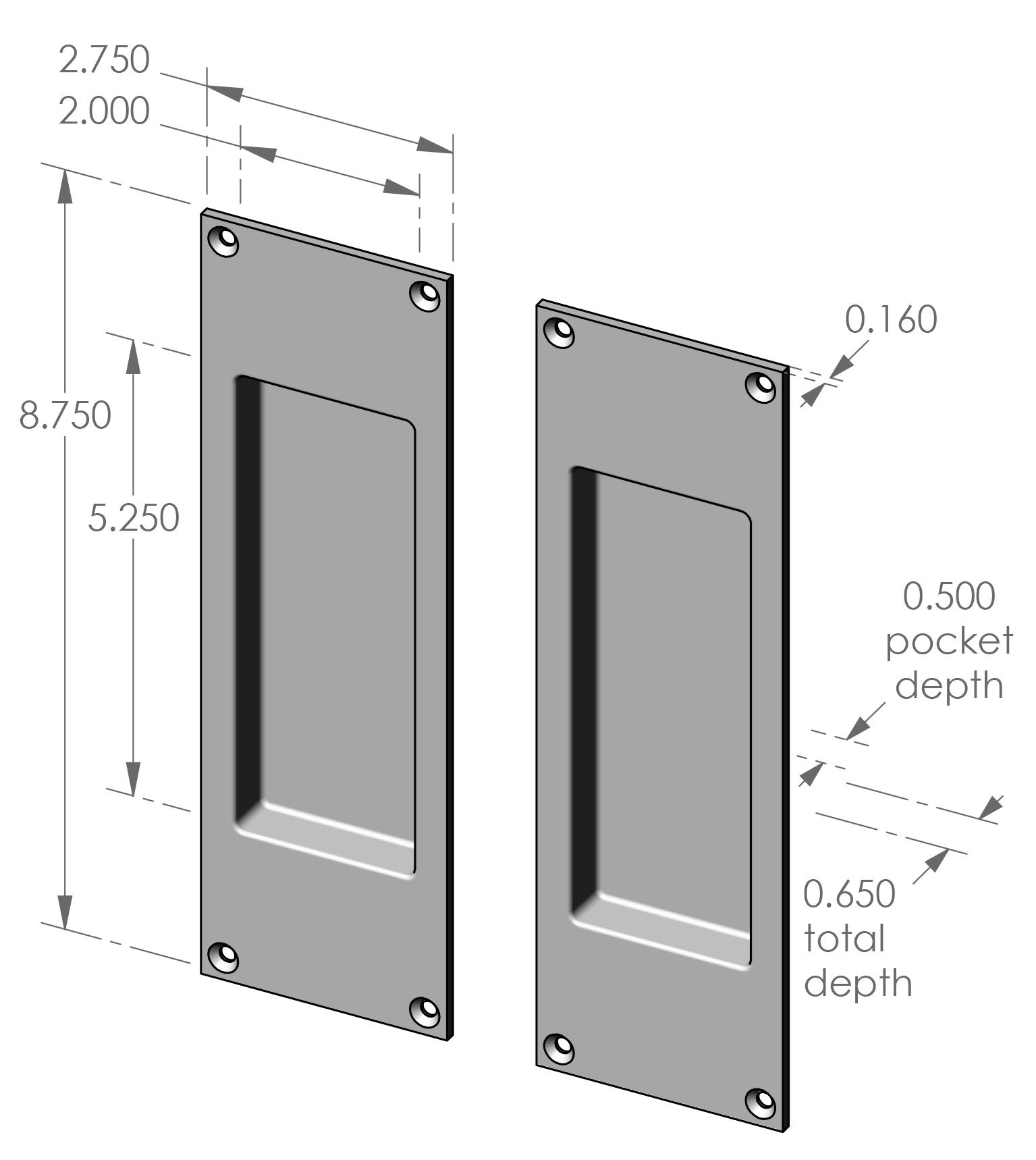 CS-FP451IML Passage Pocket Door Set Specifications