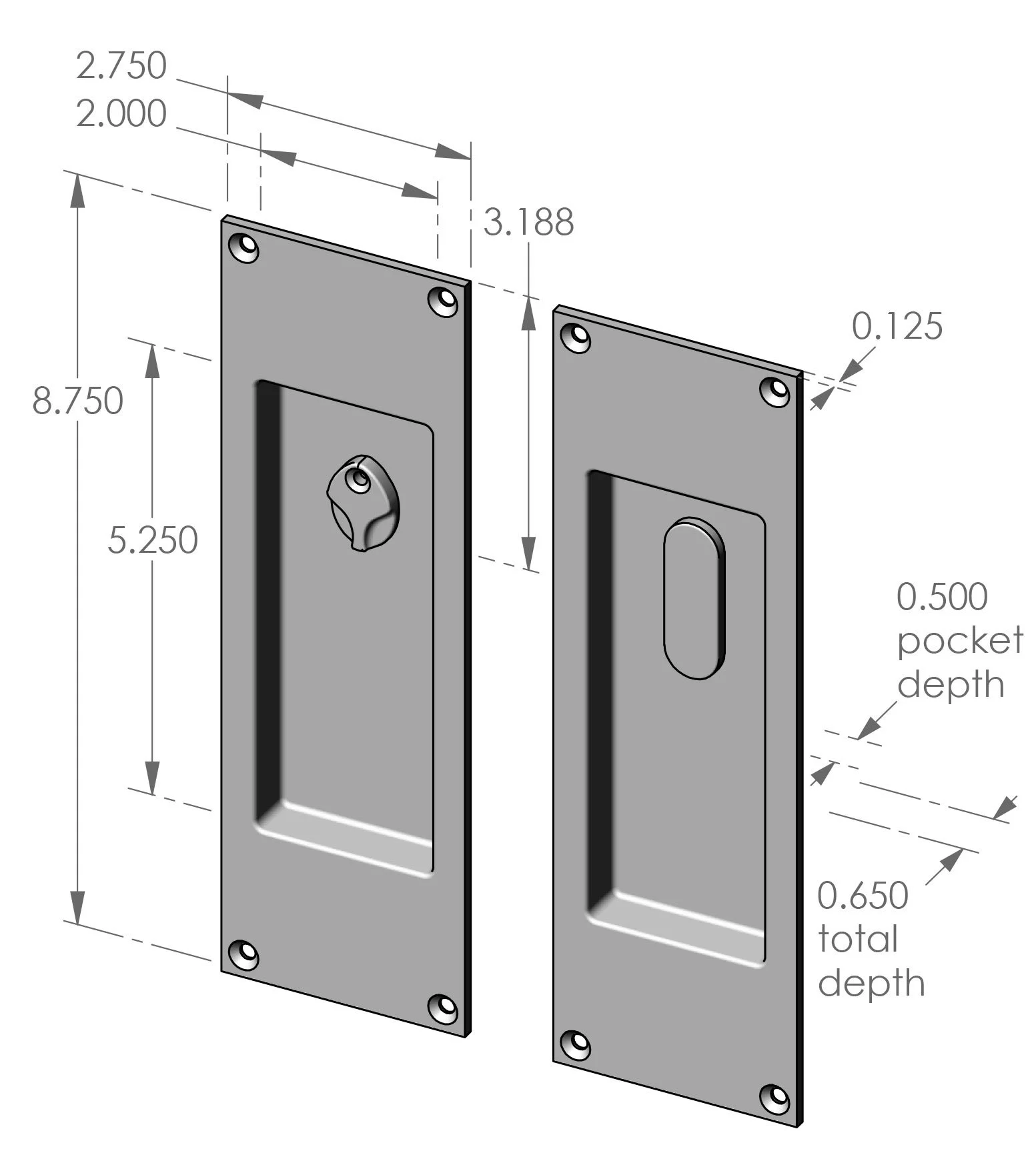 CS-FP451IML-PR Privacy Pocket Door Set Specifications
