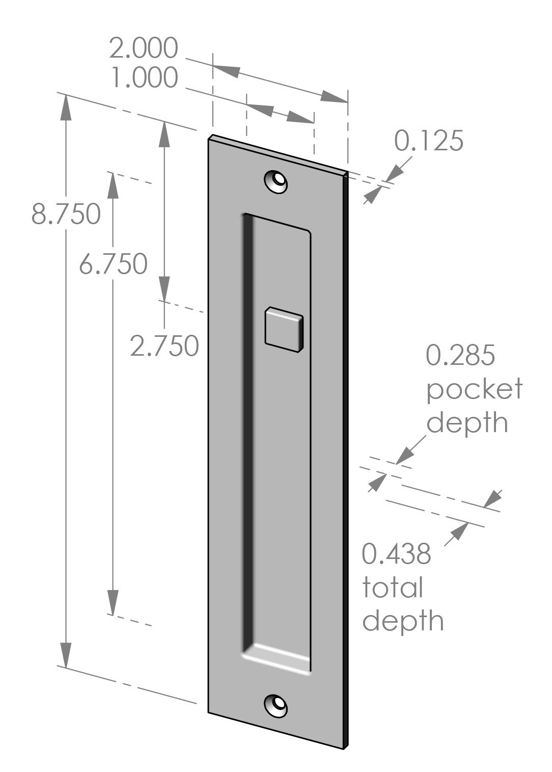 FP-309.4375-ER-13PLUG Flush Pull with Emergency Release Plug Specifications