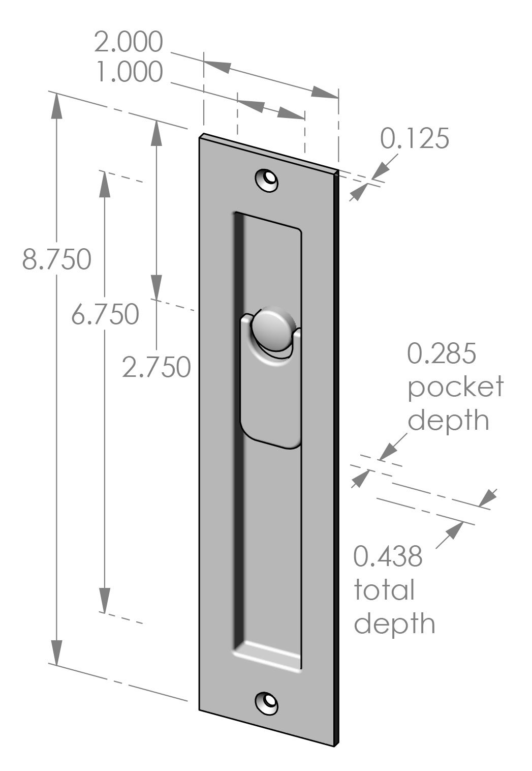 FP-309.4375-FK Flush Pull with Flap Key Specifications