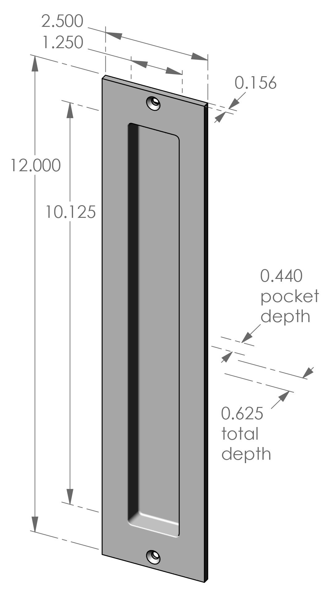 FP-312 Pocket Door Flush Pull Specifications