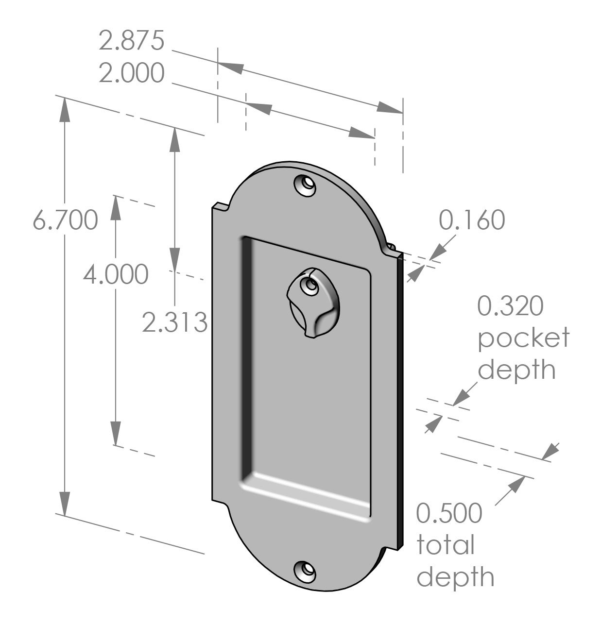 FP-A401ERC Arch Flush Pull with Release Cover Specifications