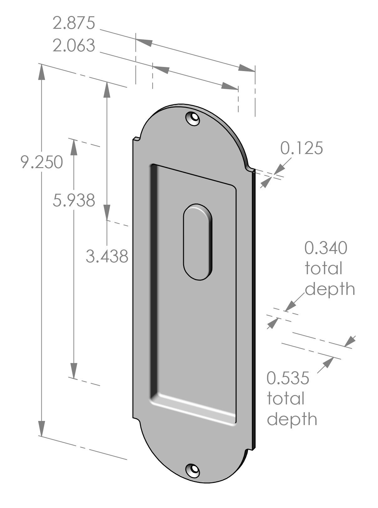FP-A402TPC Arch Flush Pull with Turn Piece Specifications