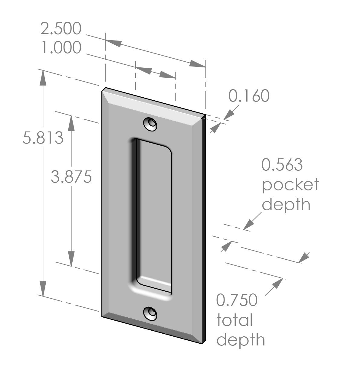 FP-504 Surface Mount Cup Pull with Bevel Edge  Specifications