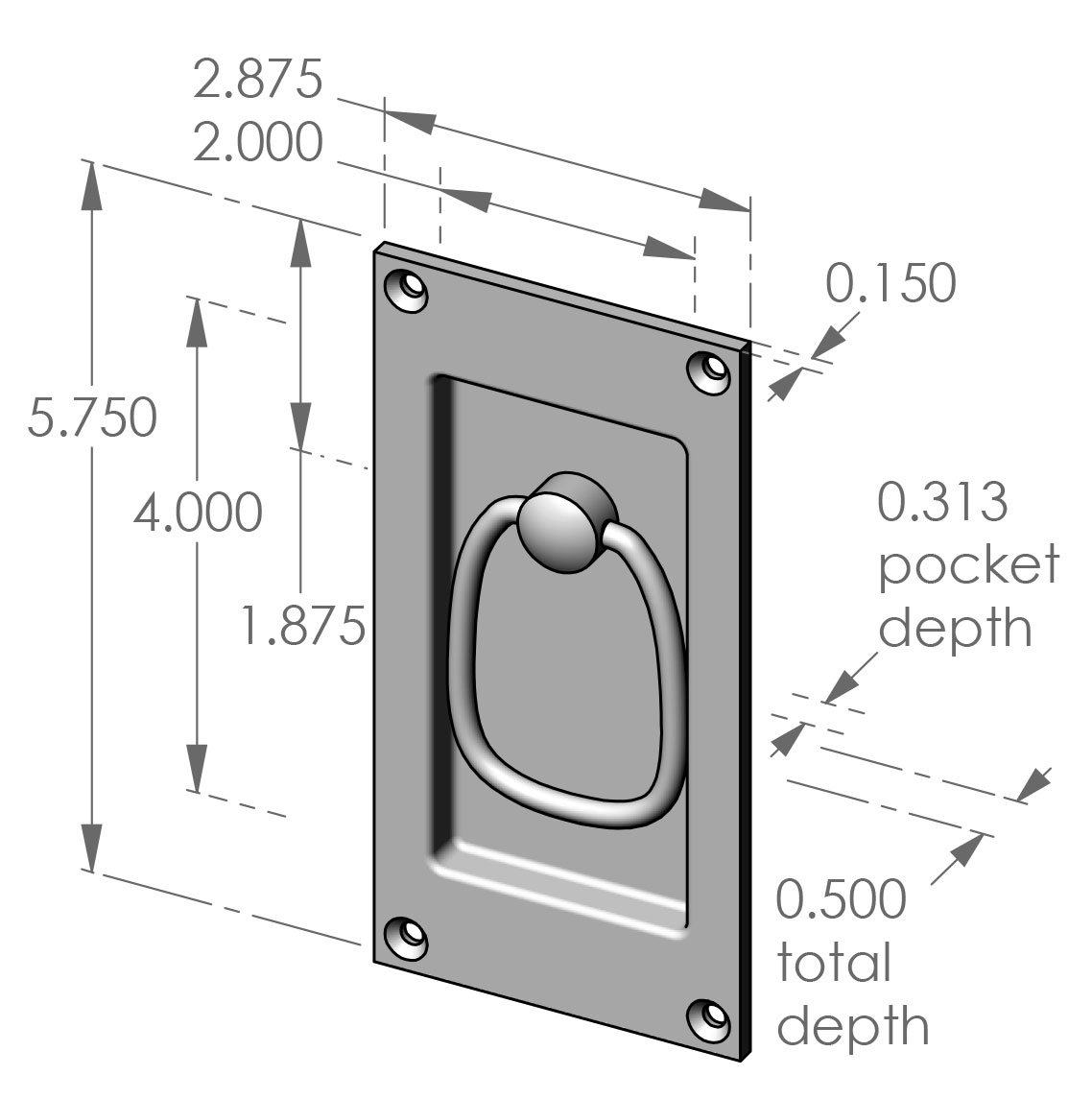 FP-401FR Flush Pull with Flap Ring Specifications