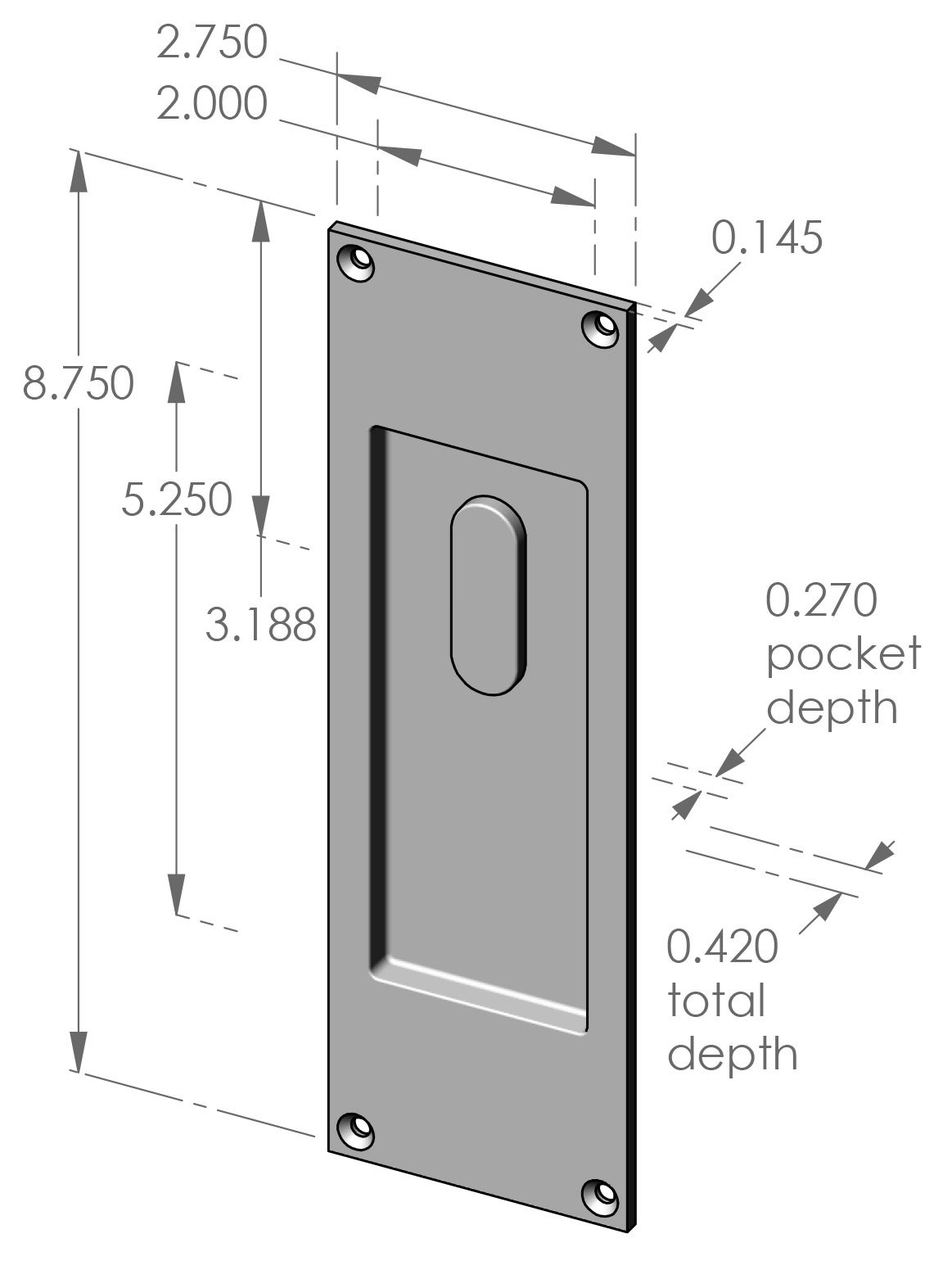 FP-450TPC Flush Pull with Turn Piece Specifications