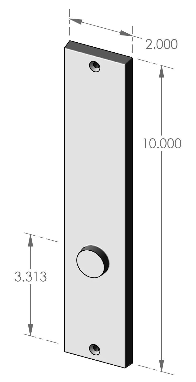 P-951ML Contemporary Mortise Lock Passage Plate Specifications