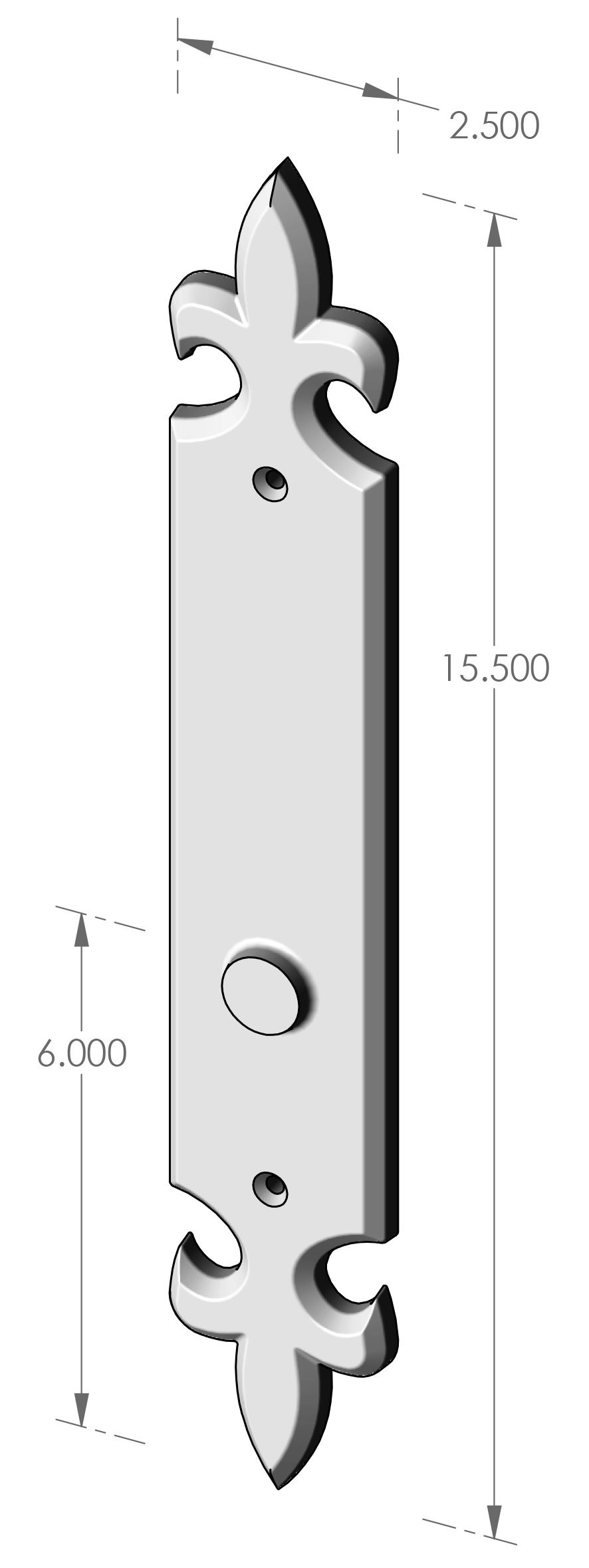 P-1245ML Fleur de Lis Mortise Lock Passage Plate Specifications
