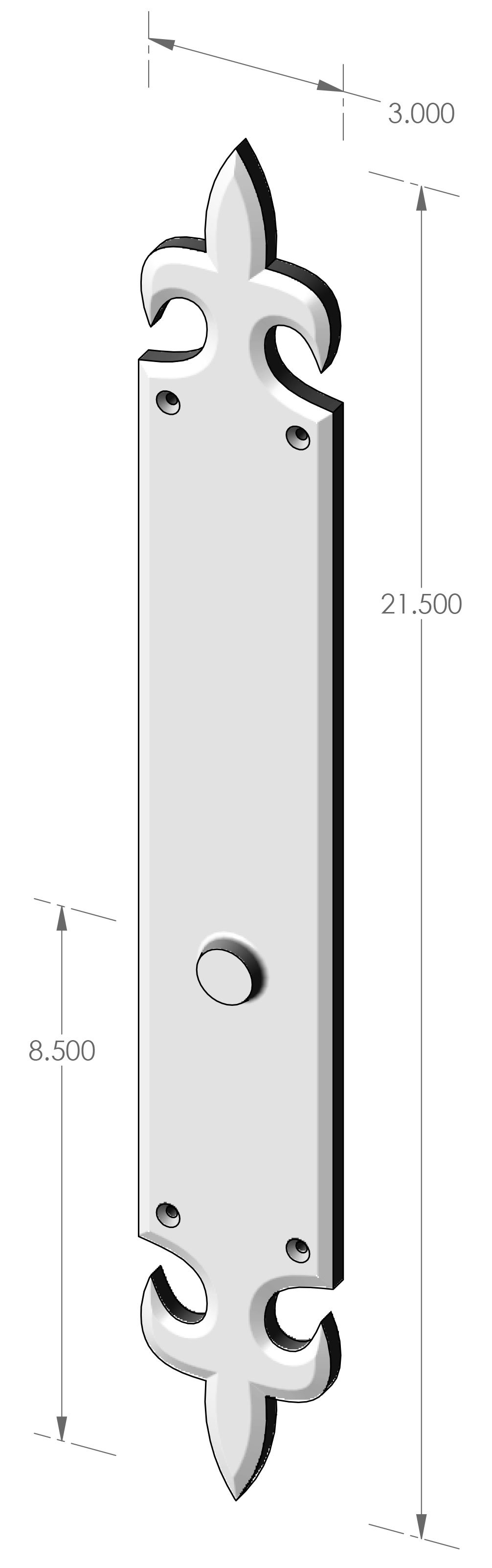 P-1250ML Fleur de Lis Mortise Lock Passage Plate Specifications