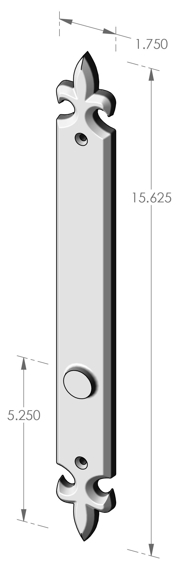 MP-US-1241 Fleur de Lis Interior US Passage Plate Specifications