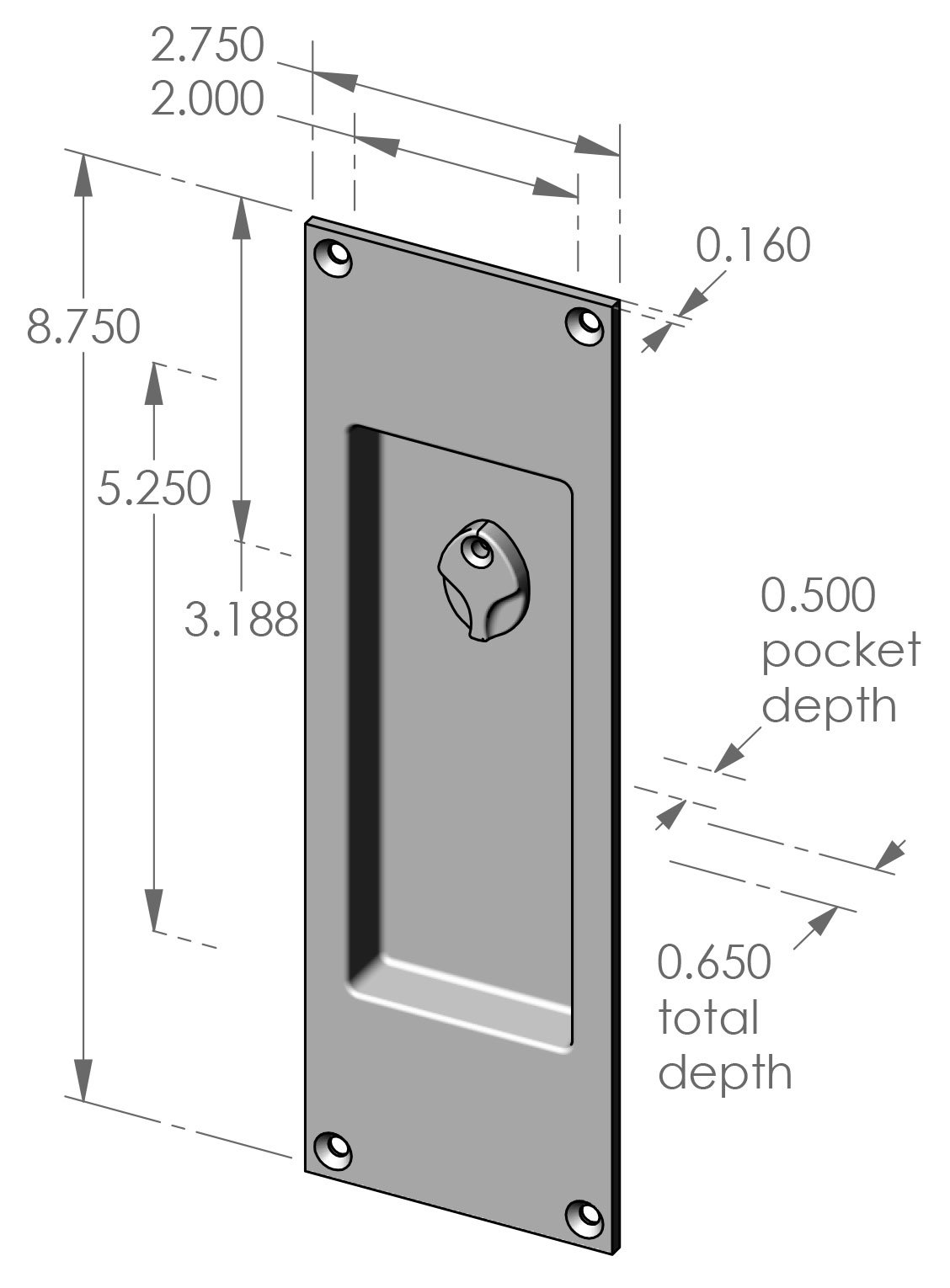 FP-451ERC Flush Pull with Release Cover Specifications