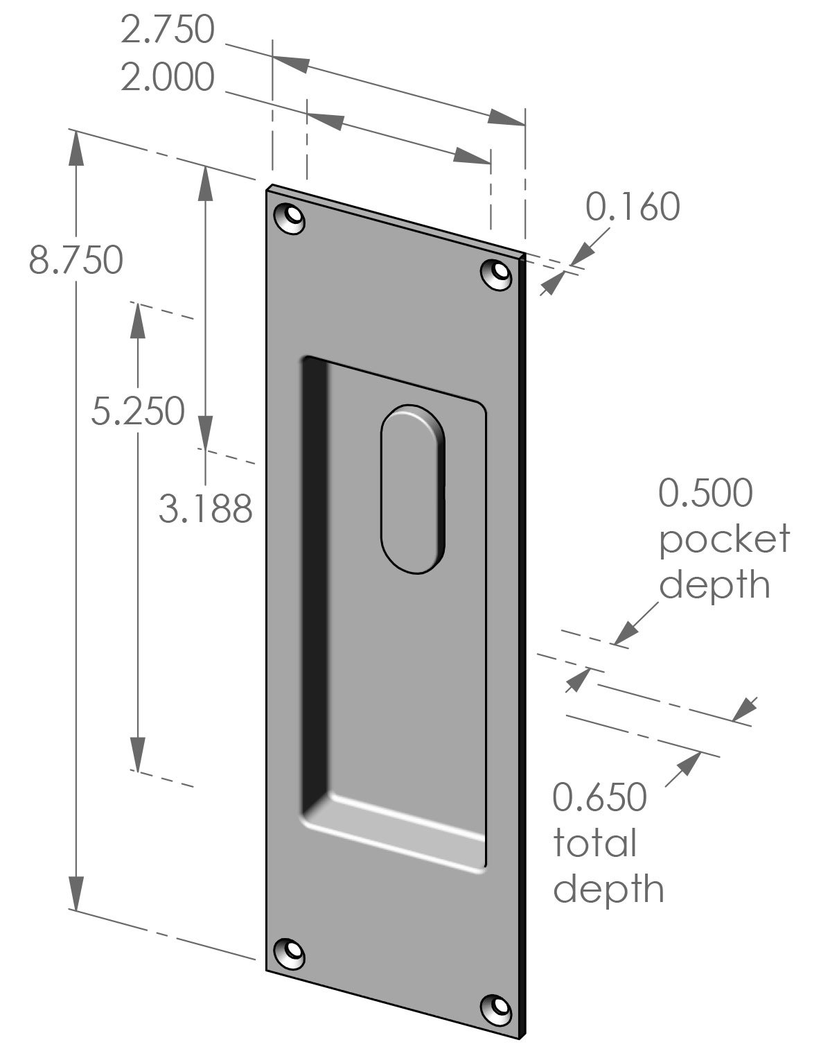 FP-451TPC Flush Pull with Turn Piece Specifications