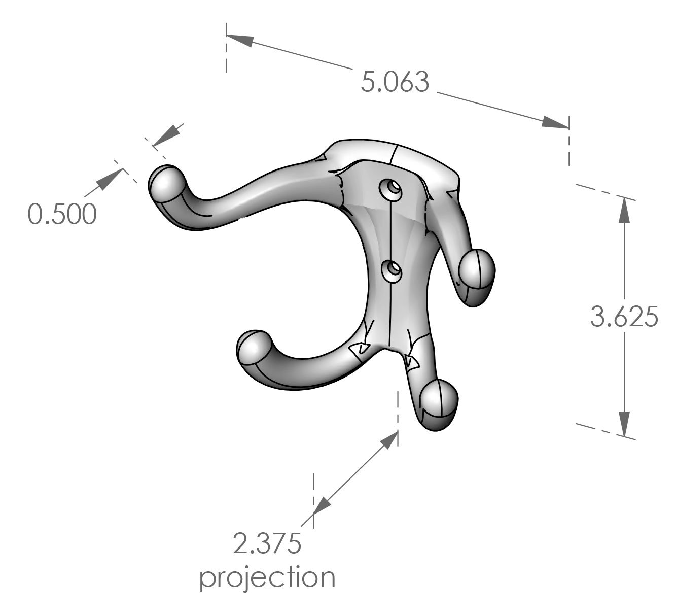 CH-6 Four Prong Coat Hook Specifications