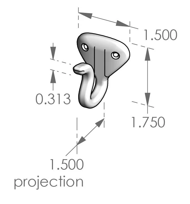 CH-8 Single Prong Coat Hook Specifications