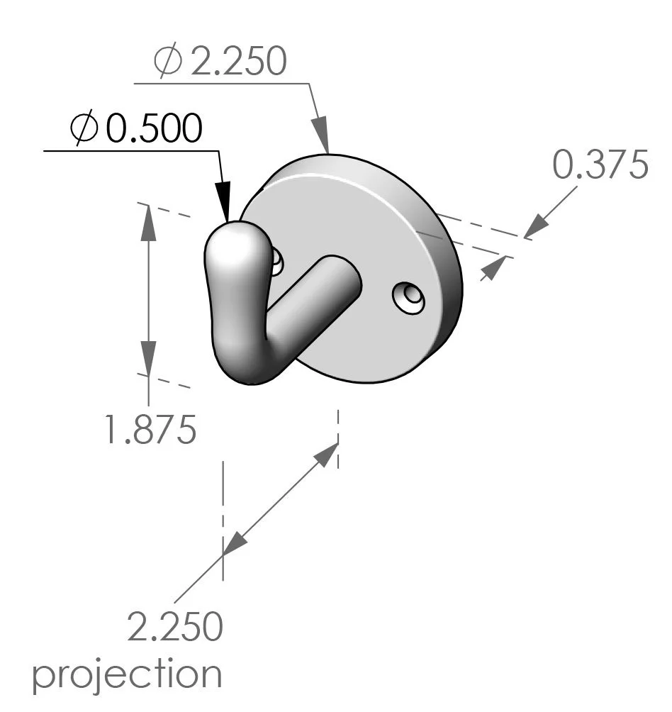 CH-10 Single Prong Coat Hook Specifications