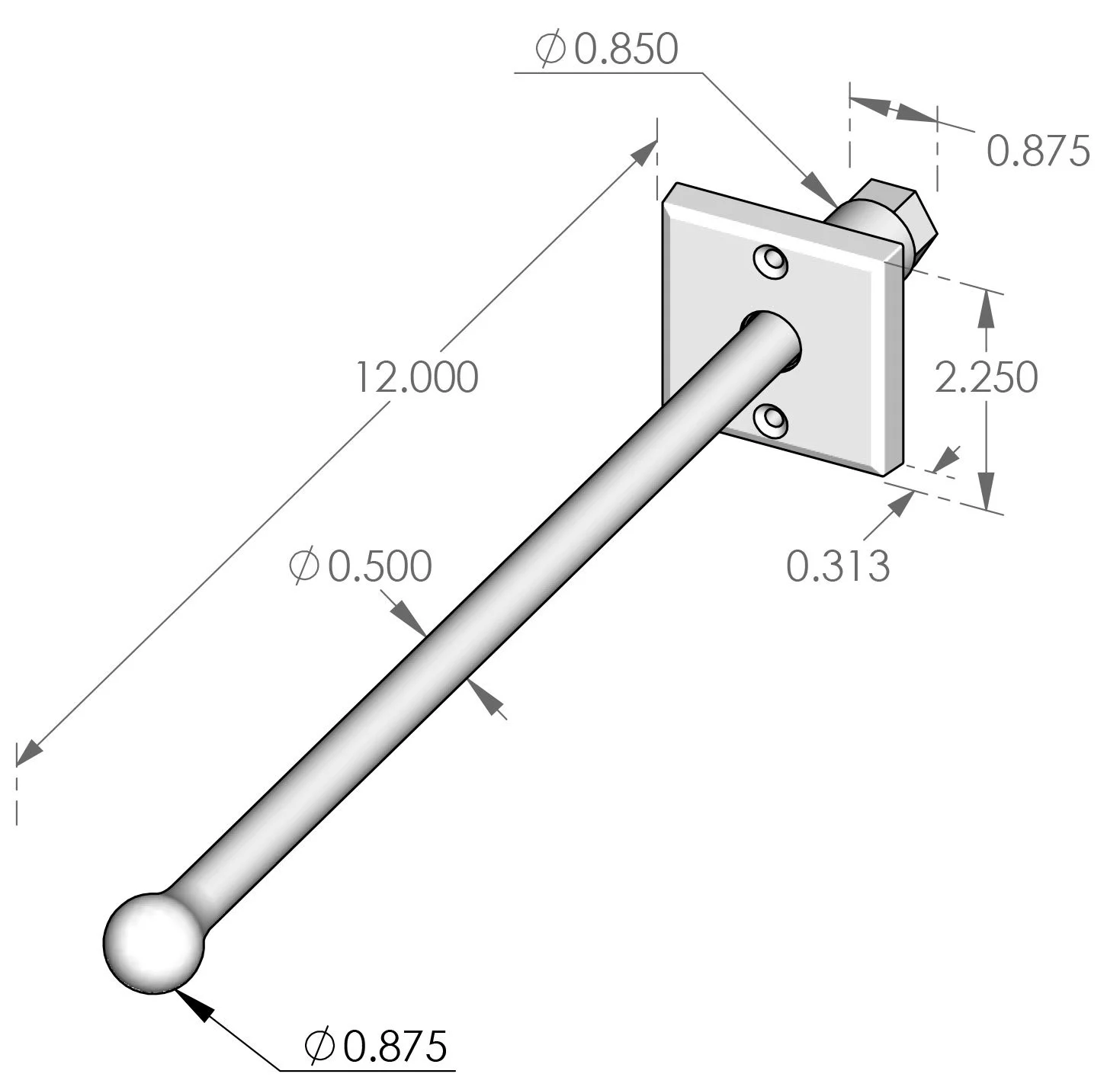POGR-12 Pull-Out Garment Rod Specifications