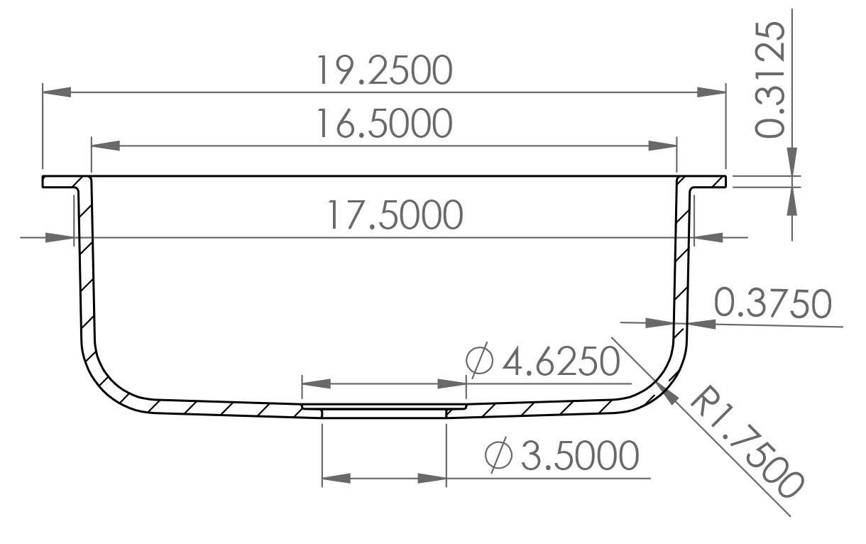 SINK-UMBAR-16 Square Undermount Bar Sink Specifications