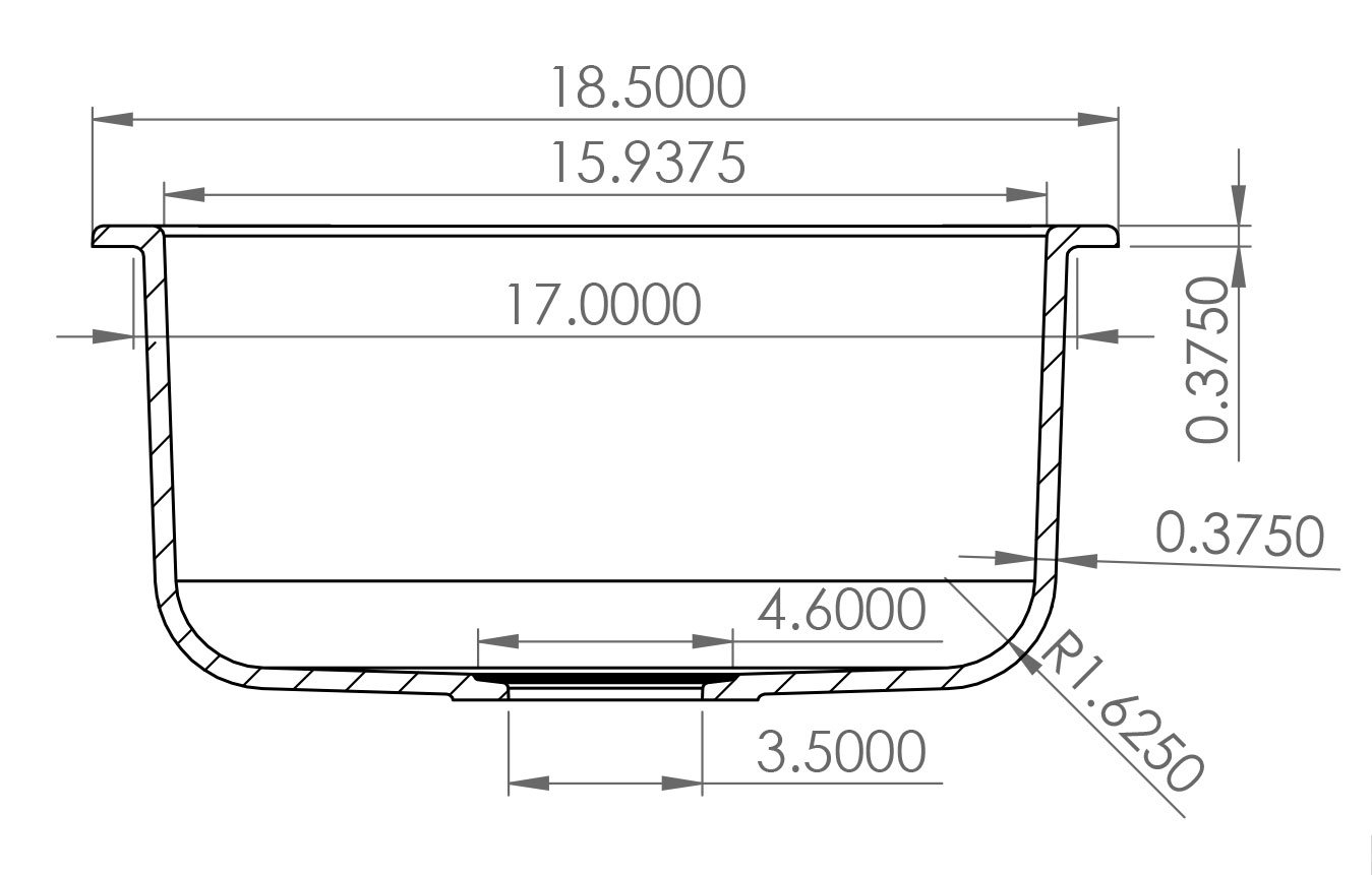 SINK-UMBAR-18 Round Undermount Bar Sink Specifications