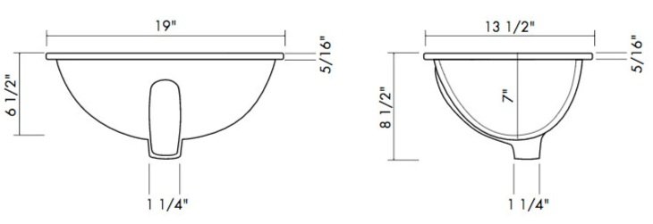 SINK-OUM-1117 Oval Undermount Sink Specifications