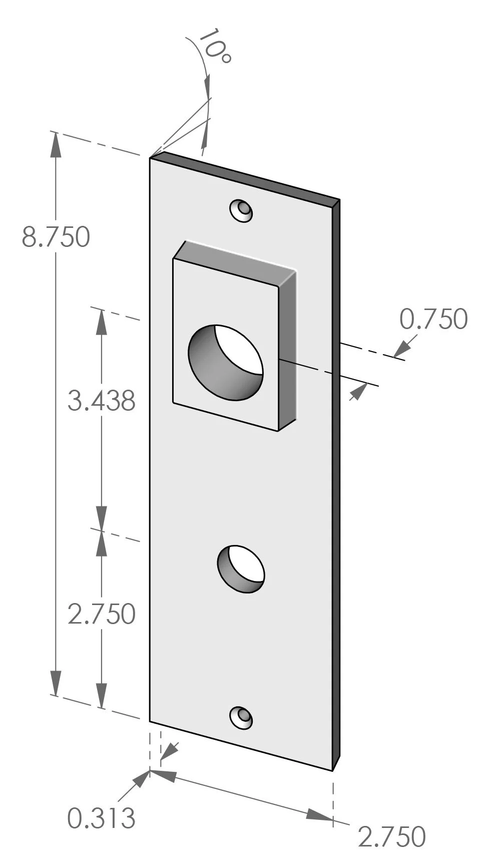 DEREUS-P-N-KYO-875-PLD-KC Kyoto Passage Latch Deadbolt Plate with Key Cover Specifications