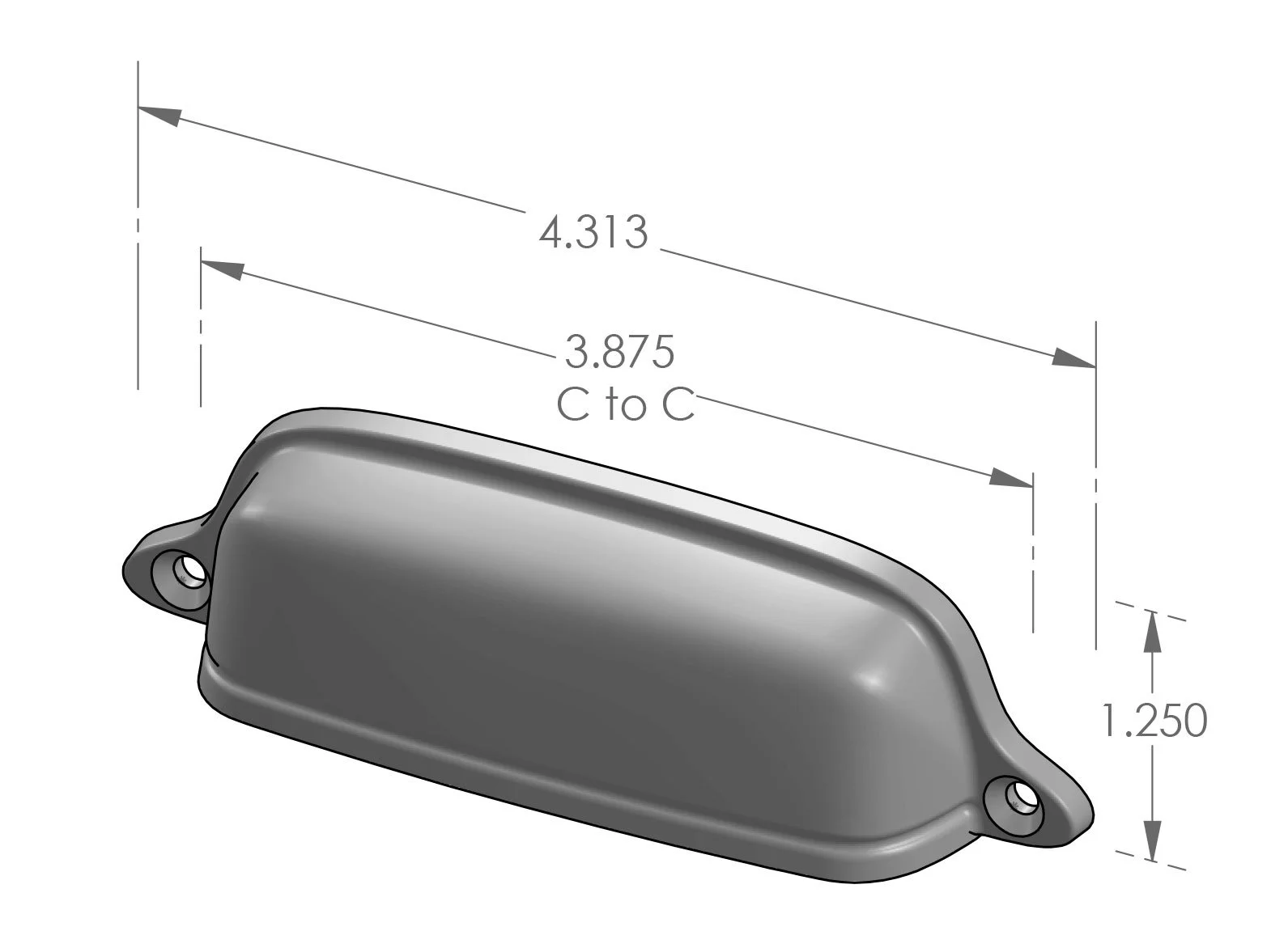 CK-603 Ridge Surface Mount Bin Pull Specifications