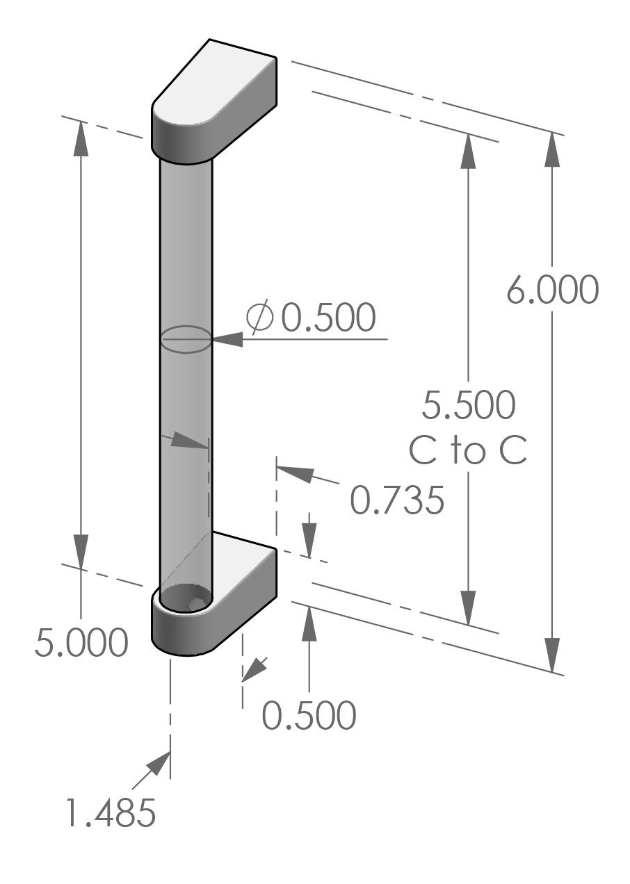CK-ACR-DWL-6 Lucite Cabinet Pull Specifications