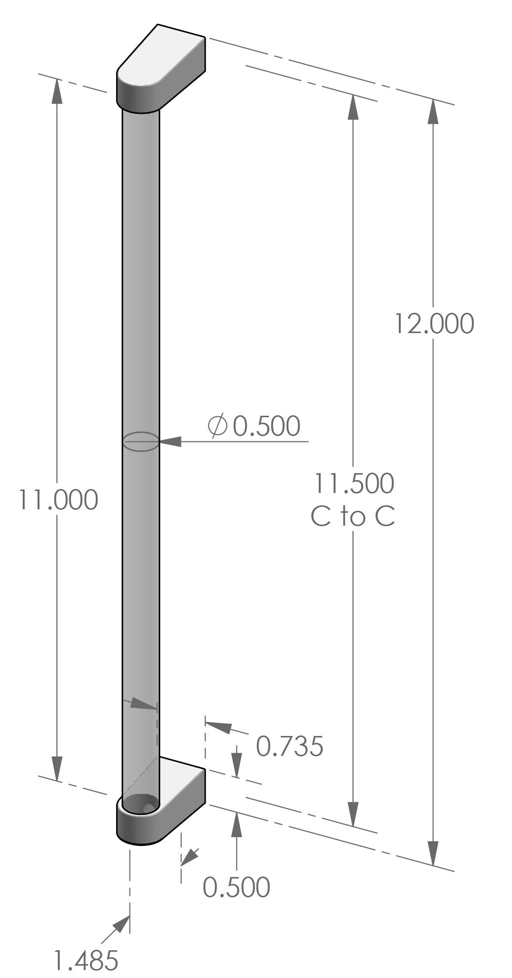 CK-ACR-DWL-12 Lucite Cabinet Pull Specifications