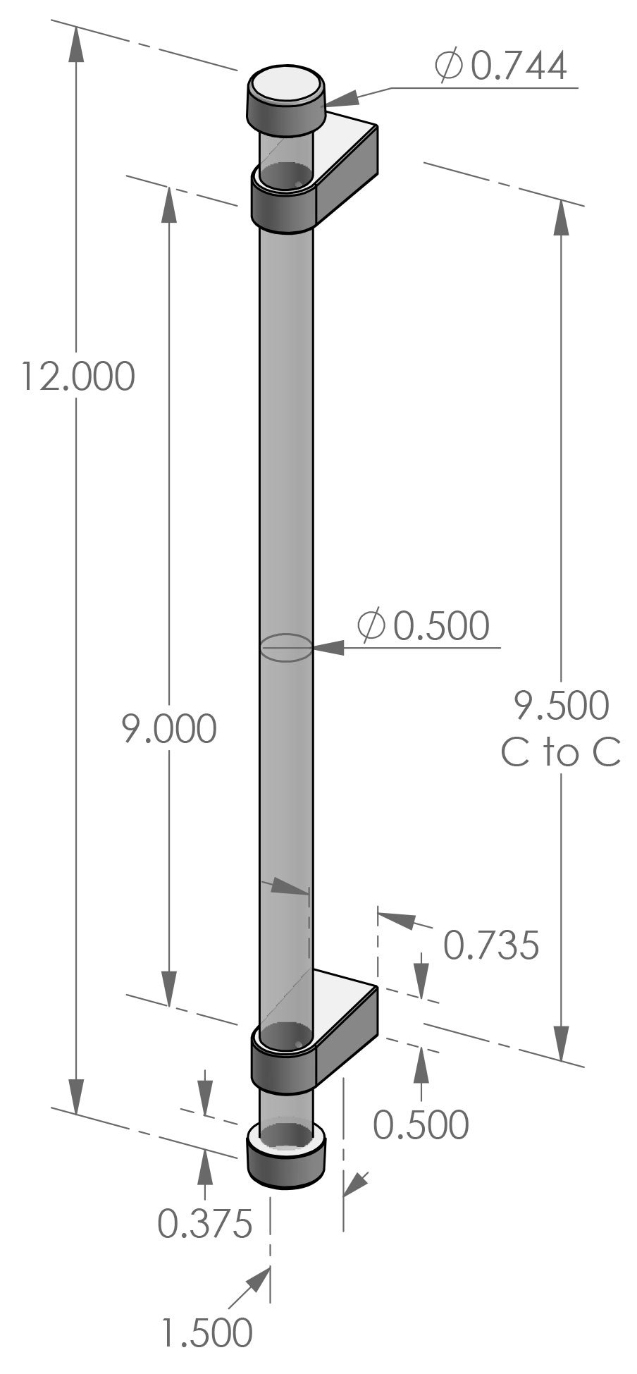 CK-ACR-DWL-CAP-12 Lucite Cabinet Pull Specifications