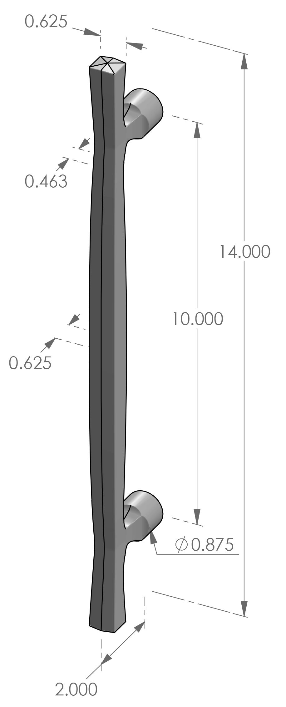 CK-228-14 Extended T-Handle Cabinet Pull Specifications